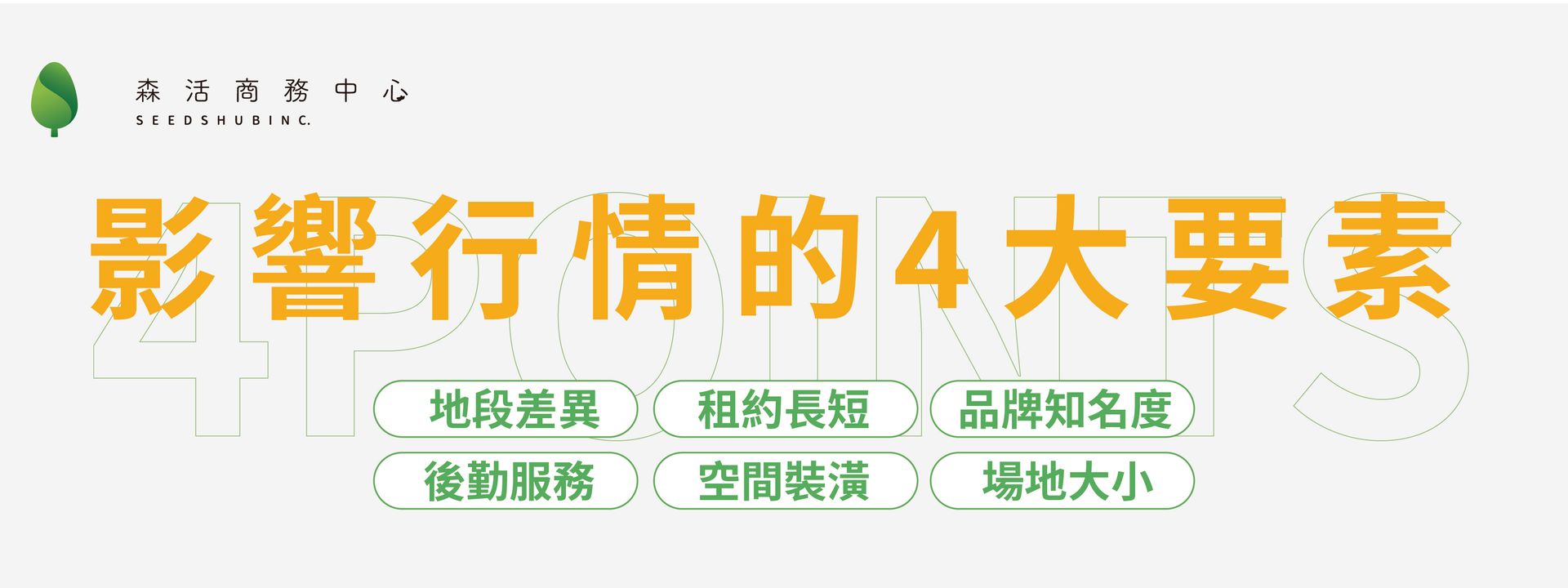 影響借址登記價格的要素：場地、租期、品牌、後勤行政服務
