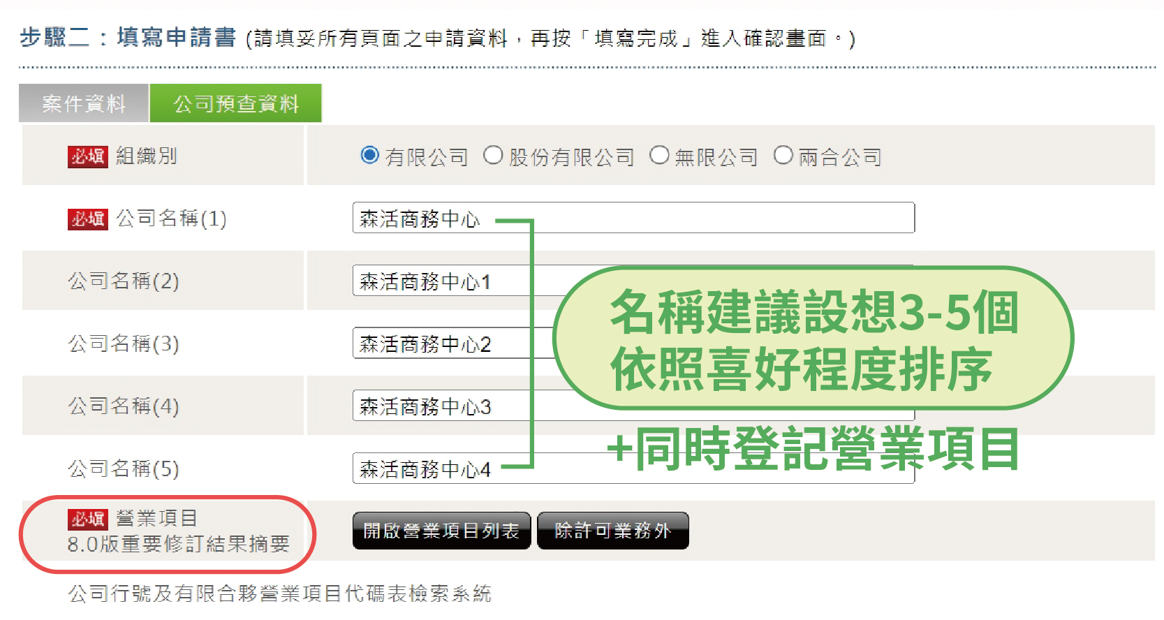 經濟部一站式線上申請作業流程  畫面